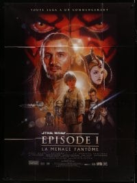 7g913 PHANTOM MENACE style B French 1p 1999 George Lucas, Star Wars Episode I, art by Drew Struzan!
