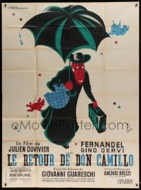7g929 RETURN OF DON CAMILLO French 1p 1953 Julien Duvivier, wacky Jan Mara art of Fernandel!