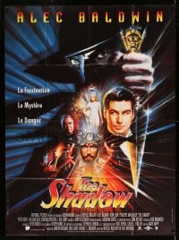 7g938 SHADOW French 1p 1994 Alec Baldwin, different montage art by Brian Bysouth!