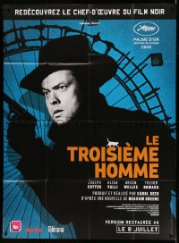 7g967 THIRD MAN advance French 1p R2015 close up of Orson Welles over ferris wheel, film noir!