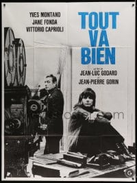 7g973 TOUT VA BIEN French 1p 1972 Yves Montand & Jane Fonda by movie camera, Jean-Luc Godard!