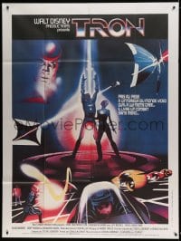 7g974 TRON French 1p 1982 Walt Disney sci-fi, Jeff Bridges in a computer, cool special effects!