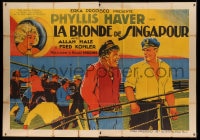 7g709 SAL OF SINGAPORE French 2p 1928 different art of Phyllis Haver, Alan Hale & Fred Kohler!