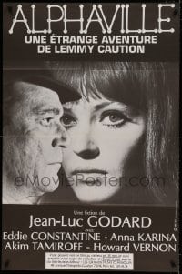 7g650 ALPHAVILLE French 30x46 R1983 Jean-Luc Godard, Eddie Constantine as Lemmy Caution, Anna Karina
