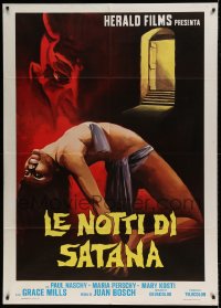 7g467 EXORCISM Italian 1p 1976 Paul Naschy, wild horror art of sexy near-naked girl & Satan!