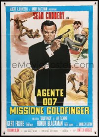 7g477 GOLDFINGER Italian 1p R1970s art of Sean Connery as James Bond + sexy golden Shirley Eaton!