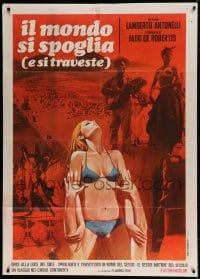 7g493 IL MONDO SI SPAGLIA Italian 1p 1972 The World is Undone, art of sexy half-naked woman!