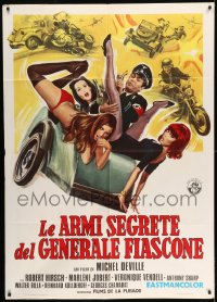 7g503 KISS ME GENERAL Italian 1p 1974 art of Nazi officer in sidecar with half-naked women!