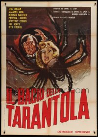7g504 KISS OF THE TARANTULA Italian 1p 1975 different Originario art of stars & giant spider in web!
