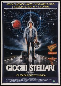 7g511 LAST STARFIGHTER Italian 1p 1984 Lance Guest as video game pilot, cool Renato Casaro art!