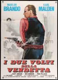 7g541 ONE EYED JACKS Italian 1p R1970s Aller artwork of star & director Marlon Brando firing gun!