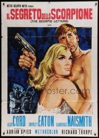 7g571 SCORPIO LETTERS Italian 1p 1967 Stefano art of Alex Cord with gun & sexy Shirley Eaton!