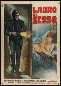 7g575 SEX THIEF Italian 1p 1973 great art of masked burglar w/flashlight entering naked lady's room!