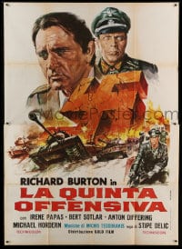 7g315 BATTLE OF SUTJESKA Italian 2p 1973 art of Richard Burton & Nazi swastika over WWII battle!