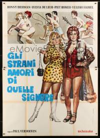 7g330 DIARY OF A HOOKER Italian 2p 1974 first Paul Verhoeven, wacky prostitute art by Renato Casaro!