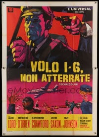 7g333 DOOMSDAY FLIGHT Italian 2p 1968 Valcarenghi art of gun held to airplane pilot Jack Lord's head