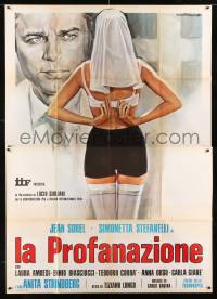 7g359 LA PROFANAZIONE Italian 2p 1974 Tarantelli art of doctor Jean Sorel watching nun undress!