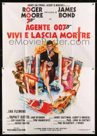 7g365 LIVE & LET DIE Italian 2p R1970s McGinnis art of Roger Moore as James Bond & sexy tarot cards!