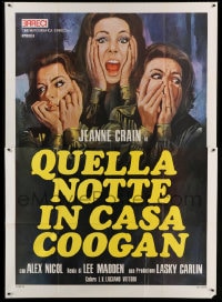 7g374 NIGHT GOD SCREAMED Italian 2p 1974 three artwork images of terrified Jeanne Crain!