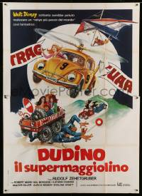 7g399 SUPERBUG, THE CRAZIEST CAR IN THE WORLD Italian 2p 1977 Volkswagen Beetle cartoon art!
