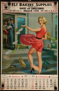 7g047 ART FRAHM 12x19 calendar 1962 woman dropping panties in front of mailman, ladies in distress!