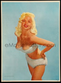 7g056 JAYNE MANSFIELD 12x17 calendar sample page 1957 in sexy fuzzy bikini with hands on hips!