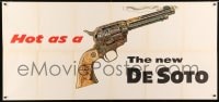 7g001 DESOTO 30x65 car advertising poster 1955 Moss art of Colt Texan Jr. revolver, hot as a pistol!