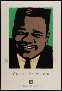 7g081 FATS DOMINO 2-sided 14x21 music poster 1997 Schwab artwork of the legendary blues pianist!