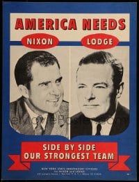7g120 NIXON LODGE 14x19 political campaign 1960 side by side our strongest team for President!
