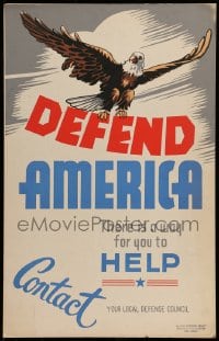 7g003 DEFEND AMERICA hand-created 14x22 WPA WWII war poster 1940s there is a way for you to help!