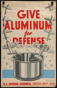 7g005 GIVE ALUMINUM FOR DEFENSE hand-created 14x22 WPA WWII war poster 1940s recycle pots for planes