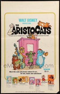 7g174 ARISTOCATS WC 1971 Walt Disney feline jazz musical cartoon, great colorful image!