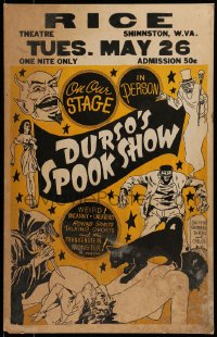 7g193 DURSO'S SPOOK SHOW Spook Show WC 1942 Dick Briefer's Frankenstein in person, great art, rare!