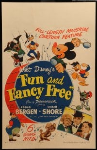 7g201 FUN & FANCY FREE WC 1947 Disney, Mickey Mouse, Donald Duck, Edgar Bergen & Charlie McCarthy!