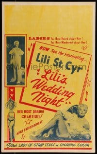 7g225 LILI'S WEDDING NIGHT WC 1952 sexy Lili St. Cyr's most daring creation, adult entertainment!
