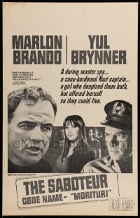 7g239 MORITURI local theater WC 1965 Marlon Brando & Nazi captain Yul Brynner, The Saboteur!