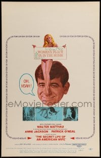 7g270 SECRET LIFE OF AN AMERICAN WIFE WC 1968 Walter Matthau & sexy Edy Williams give sex lessons!