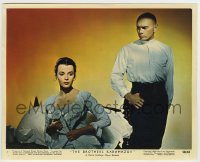 7h025 BROTHERS KARAMAZOV color 8x10 still #7 1958 Yul Brynner watches Claire Bloom undressing on bed