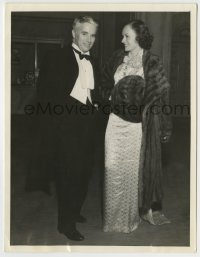 7h292 CHARLIE CHAPLIN/PAULETTE GODDARD 6.5x8.5 news photo 1933 at Cocoanut Grove all decked out!