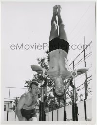 7h306 CLINT EASTWOOD 7x9.25 still 1960s working out w/ Charles Gray at Beverly Hills Health Club!