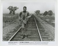 7h317 COOL HAND LUKE 8.25x10 still 1967 classic image of Paul Newman running on train tracks!