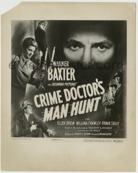 7h321 CRIME DOCTOR'S MAN HUNT 8.25x10.25 still 1946 Warner Baxter, Ellen Drew, window card art!