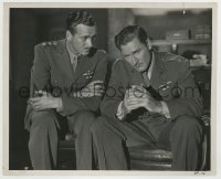 7h330 DAWN PATROL 8x10 still 1938 great close up of worried Errol Flynn & David Niven in uniform!