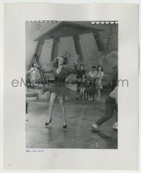 7h361 DOWN TO EARTH 7.5x9.25 still 1946 image of sexy Rita Hayworth dancing on set by Ned Scott!