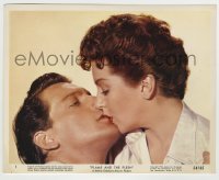 7h046 FLAME & THE FLESH color 8x10 still #1 1954 best c/u of Lana Turner & Carlos Thompson kissing!