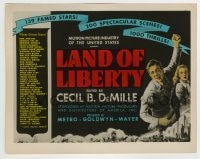 7h065 LAND OF LIBERTY color 8x10 still 1939 Cecil B DeMille all-star documentary, cool 1/2sh art!