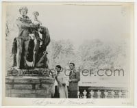 7h565 LAST YEAR AT MARIENBAD 8x10.25 still 1962 Delphine Seyrig by statue, Alain Resnais classic!