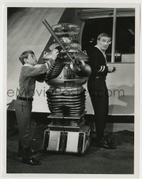 7h594 LOST IN SPACE TV 7x9 still 1965 Bill Mumy as Will Robinson with robot & Dr. Jonathan Harris!