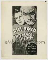 7h748 RACING LUCK 8x10 key book still 1935 art of William Boyd used on the three-sheet, horse racing