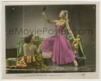 7h103 SALOME color 8x10 still 1953 full-length sexy Rita Hayworth in sheer costume looking in mirror